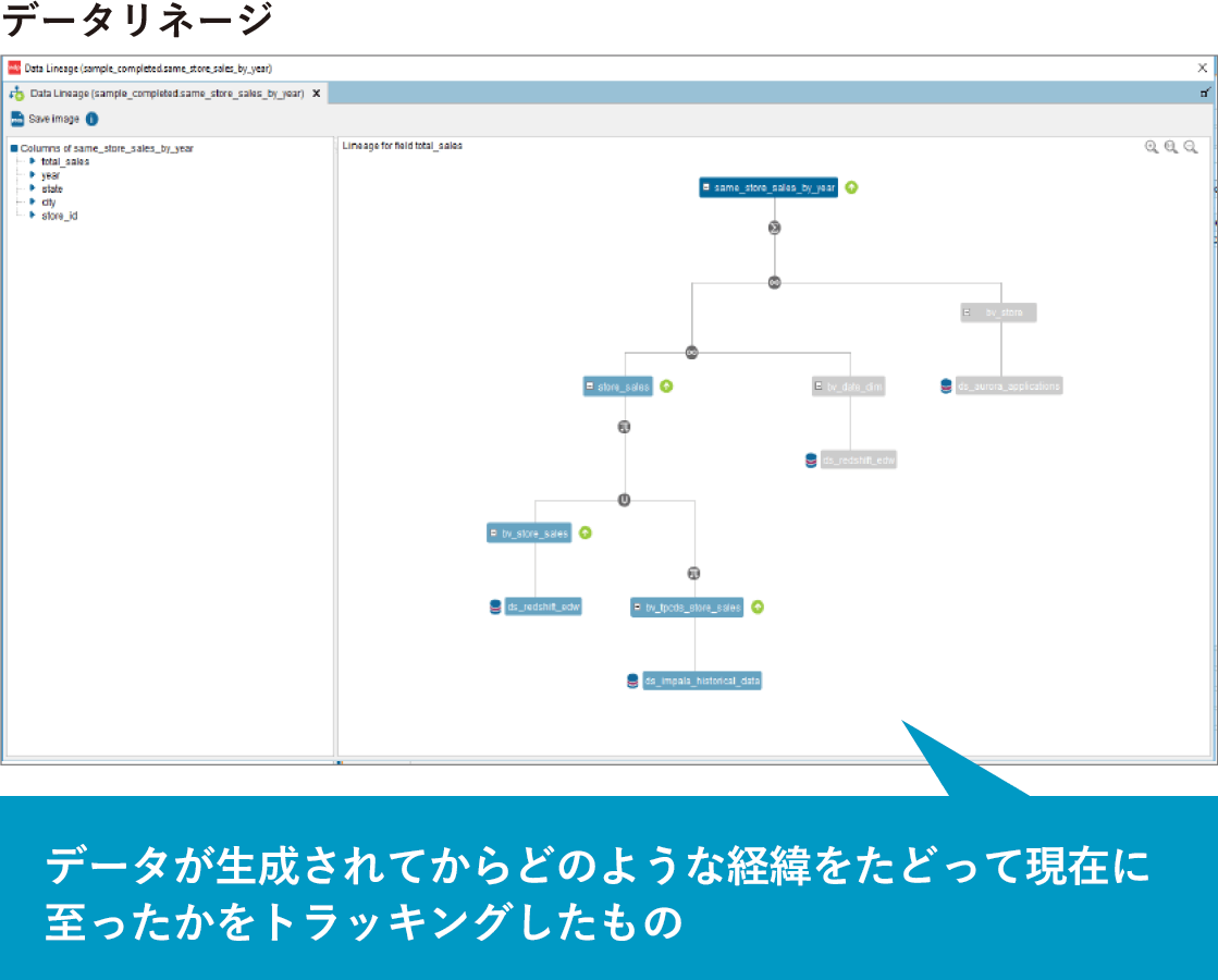 データが生成されてからどのような経緯をたどって現在に至ったかをトラッキングしたもの