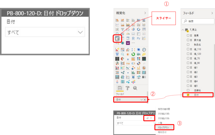 Power BIで日付 ドロップダウンを作成する手順